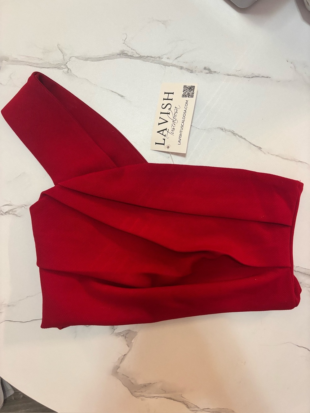 Lavish Red Asymmetric One-Shoulder Top